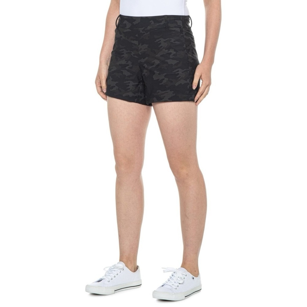 SPANX Women’s Black Camo 6" Stretch Pull On UPF 50+ Athletic Shorts Size XL